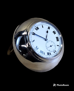 Rare Elegant 20s Swiss Silver Bronze Fisheye Desk Paperweight Strut Clock