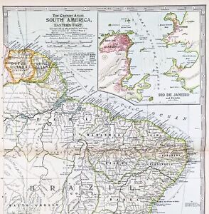 1897 Brazil Map South America Rio De Janiero Guiana Bahia Para Sao Paulo