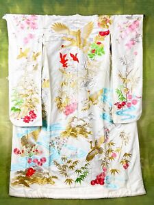  Excellent Bridal Kimono Uchikake Japanese Wedding Kimono Crane Embroidery