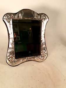Antique Art Nouveau Sterling Silver Repousse Dressing Mirror Kfld 12 T