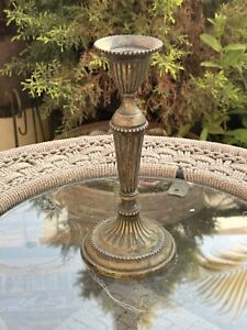 Antique Old Brass Hand Carved English Victorian Candle Holder Candle Stand