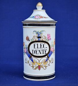 19th C Antique French Porcelain Elec Dente Apothecary Jar Pharmacy Pot 10 5 