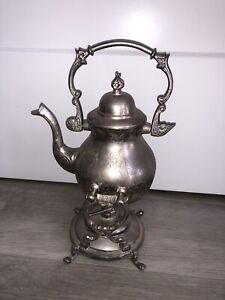 Vintage Silver Tipping Kettle On Footed Stand Teapot