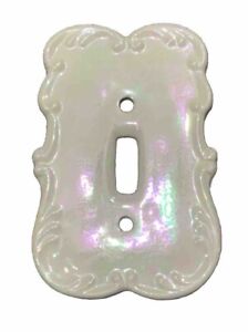 Vtg Light Switch Plate Cover Glazed Opalescent Iridescent Finish Porcelain