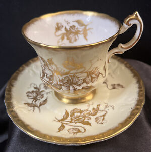 Rare Paragon Tea Cup Saucer By Appointment Graceful Gold Pattern
