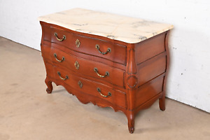 John Widdicomb French Provincial Louis Xv Cherry Wood Marble Top Commode