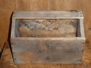 Old Gray Paint Early Primitive Wall Or Table Cubby Box Candles Utensils