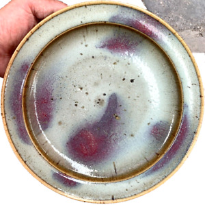 23cm Chinese Antique Porcelain Jun Kiln Yuan Dynasty Multi Color Glazed Plate