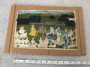 Rare Indian Guru Mystic Aesthetic Holy Blue Scene Miniature Painting Folio Grail
