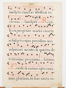 17th Century Antiphonal Music Two Sided Vellum Manuscript 18 12 Pages 185 186