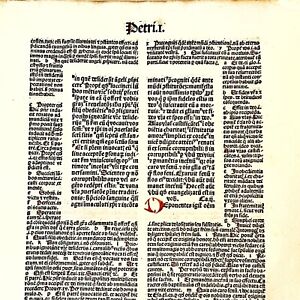 Rare 1495 Incunable Bible Leaf Medieval Manuscript Christian Jesus Rare I
