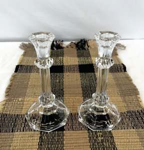 Antique Clear Glass Candlestick Holders