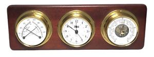 Weems Plath Weather Station Time Clock Barometer Thermometer German Movement
