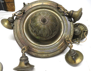 Vintage Victorian 4 Light Brass Hanging Chandelier Lamp Fixture Sss1 