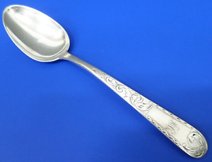 S Kirk Son Mayflower Antique 1015 Coin Silver Early Mark Mono 9 Serving Spoon