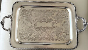 Silver Plate Tray E P S Long Serving Platter With Handles 20 X 8 1 2 S F Co