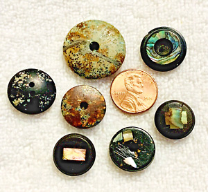Lot Of 7 Antique Vintage Composite Fleck Sewing Buttons Whistle Others S34