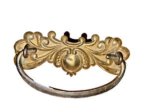 Antique Victorian Pressed Brass Drawer Pulls 4 Ornate Bail Dresser Handle