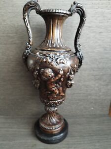 Antique Classical Bronzed Spelter Cherub Vase