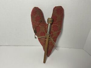 Primitive Heart With Key And Vintage Spool Made To Look Old Handmade Pre Owned
