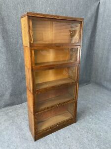 Early 1900 S Oak 5 Stack Lawyers Barrister Bookcase
