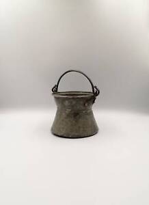 1920s Old Antique Ottoman Small Copper Brass Bucket Handmade Aged Heritage Rare