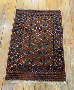 Antique Handmade Yomut Yomud Turkmen Turkoman Central Asian Oriental Rug Carpet