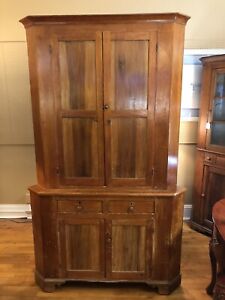 Antique Corner Cupboard Cabinet Blind Doors Early Primitive