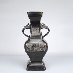 Antique Chinese Yuan Or Ming Dynasty Song Style Bronze Vase Dragon Ear Very Rare