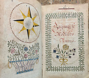 Illuminated Manuscript Christian Prayer Book Folk Art 1826 Handwritten Journal