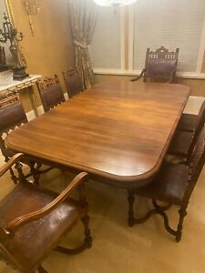 French Antique Walnut Dining Table Two Arm Chairs And Six Side Chairs C 1880