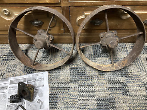 Antique Cast Iron Wheels 13x3 Gas Engine Cart Smoker Steampunk Art Welding