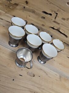 Set Of 7 Complete Lenox Chocolate Cups And Liners Sterling T713