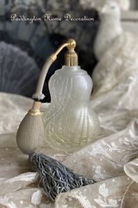 French Antique Perfume Bottle Glass Bottle And Tassel Atomizer Vintage Used Jp