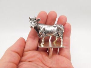 Antique German Sterling Silver Figural Cow Bull Cheese Knife Holder