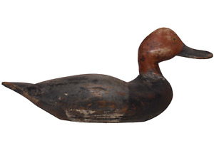 Early 20th C American Antique Red Headed Drake Hnd Crvd Pntd Sporting Duck Decoy