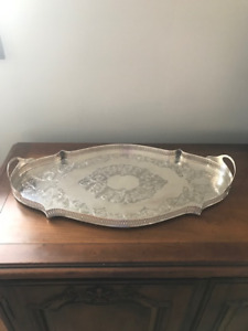 1940s Victorian Style Pierced Silverplate Tray