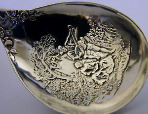 English Victorian Solid Sterling Silver Caddy Spoon 1899 Antique Romantic