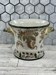Chinese Export Vintage Porcelain Cachepot Craquelure Flowers Pot
