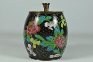  12 Fine Antique China Chinese Cloisonne Enamel Canister Tea Caddy Box
