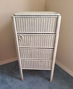 Antique 20s Wicker Expandable Cabinet Vtg Sewing Bathroom Storage Shabby Chic