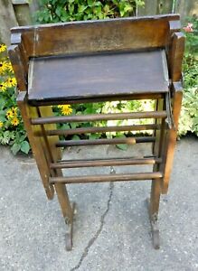 Primitive Dated Wood Folding Wash Stand For Galvanized Tin Tubs