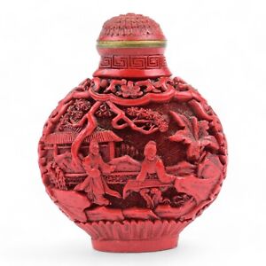 Carved Chinese Resin Snuff Bottle With Figures