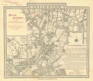 Merrie Islington As It Was A Hundred Years Ago Benjamin Baker 1817 1917 Map