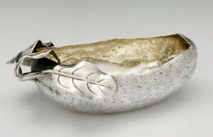 Gorham Sterling Aesthetic Olive Dish Applied Leaves