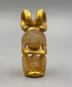 Extremely Rare Ancient Mayan Pre Columbian 22k Gold Crystal Alien Like Diety