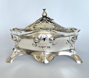 Art Nouveau Jugendstil Secesja Wmf Silverplate Pewter Jewelry Box Casket