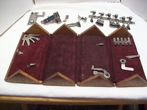 Vintage Sewing Wooden Folding Puzzle Box With Singer Numbered Parts Accessories