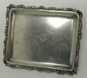Antique Meriden Ct Usa Quadruple Silverplate Small Trinket Tray 5 5 X 4 5 