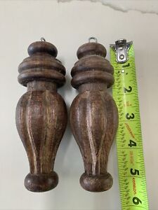 2 Wood Finials Post Cap Bed Furniture Stair Decor Free Ship